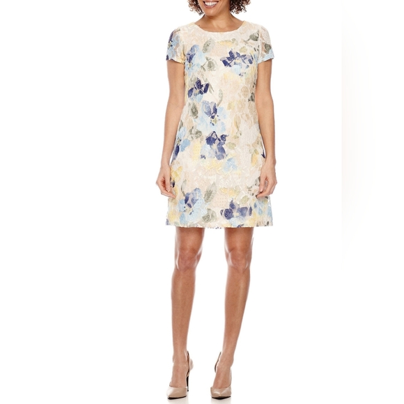 Perseption Floral Mini Dress - Blue and Cream - Picture 1 of 14
